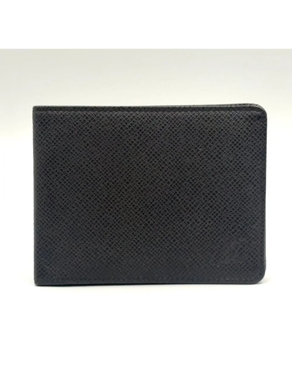 Louis Vuitton Portefeuille Credit Taiga Leather Dark Gray Bifold Billfold Wallet